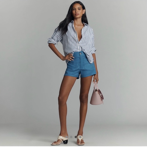 NWT Anthropologie The Colette Shorts by Maeve Linen Edition Wedgewood Blue Sz 31 - Picture 6 of 6